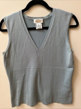 Talbots Silk blend Light Blue Sleeveless V-Neck Knit Tank